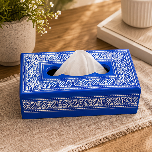 Tissue Box | Traditional Royal Blue & White Art Design
