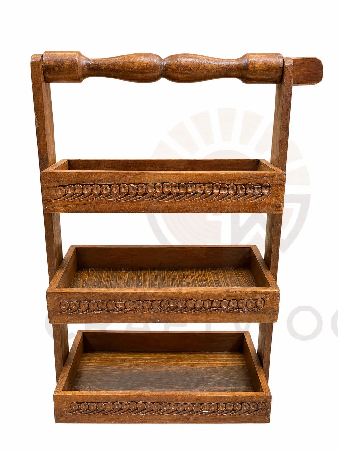 Spoon Stand 3-Tier | Hand-Carved Kitchen Utensil Holder CRAFT WOOD