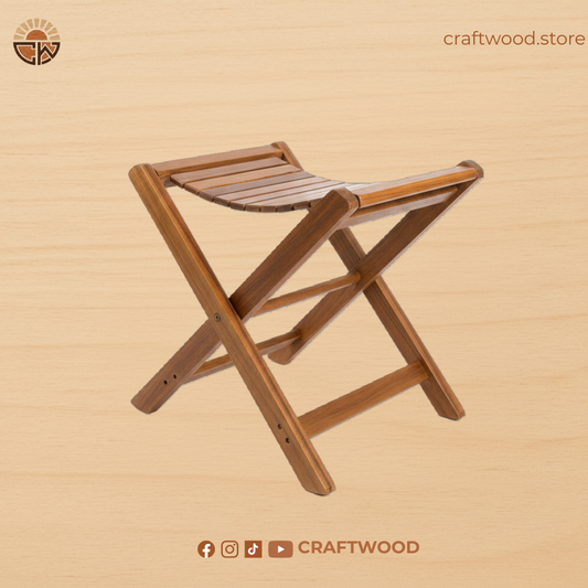 Handmade Wooden Folding Stool – Portable Solid Wood Seat for Indoor and Outdoor Use
