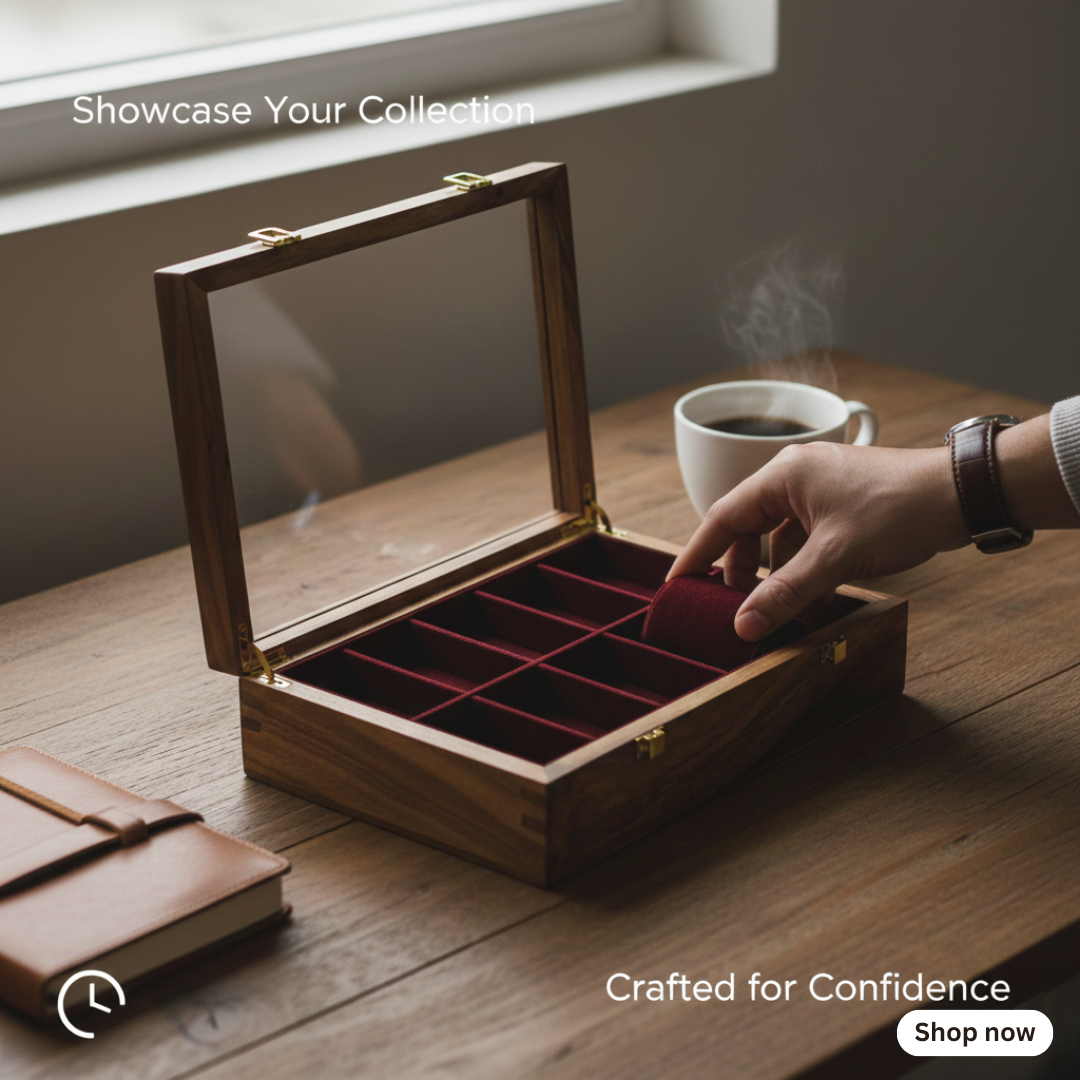 10-Slot Wooden Watch Box – Premium Handcrafted Organizer