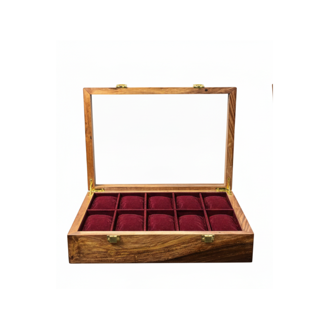 10-Slot Wooden Watch Box – Premium Handcrafted Organizer