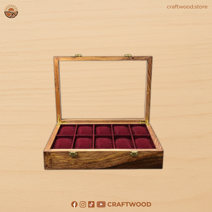 10-Slot Wooden Watch Box – Premium Handcrafted Organizer