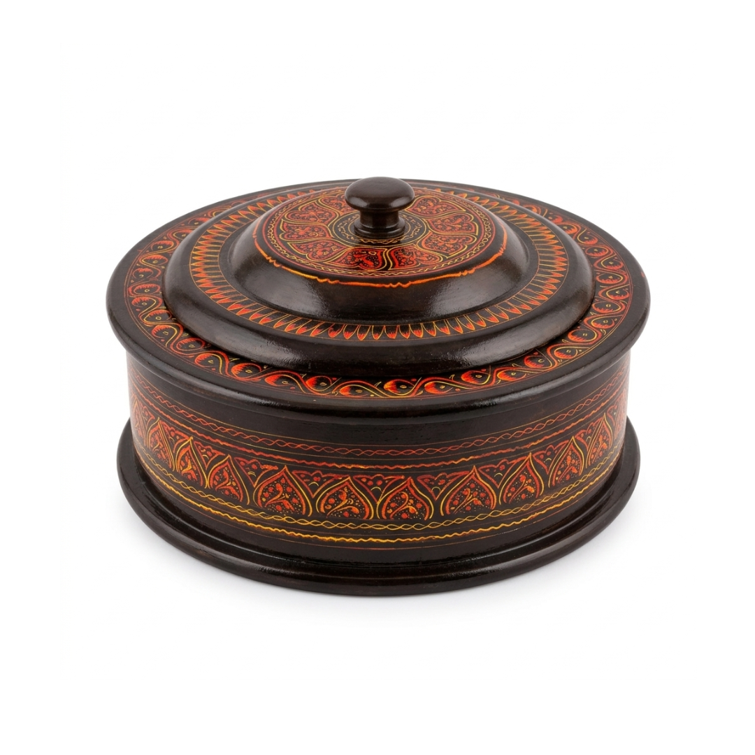 Hotpot | Traditional Black, Red & Gold Art Design with Steel Bowl