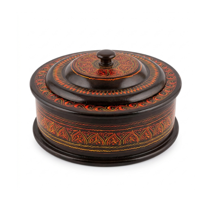 Hotpot | Traditional Black, Red & Gold Art Design with Steel Bowl
