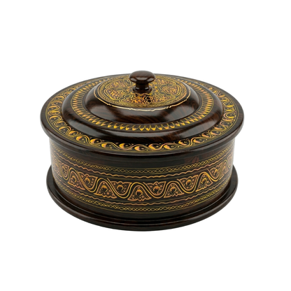 Sheesham Wood Naqshi Hotpot | Hand-Painted Roti Box with Steel Bowl