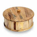 Natural Light Wood Hotpot | Round Roti Box, Solid Wood