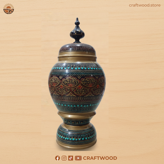 Hand-Painted Lacquer Art Decorative Candy Jar