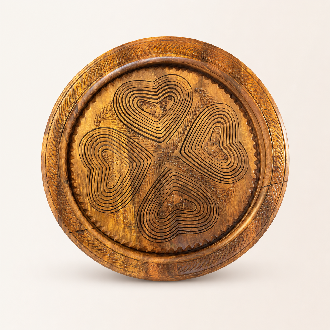 Handcrafted Sheesham Wood Dry Fruit Tokri | 4-Section Nut Serving Basket with Handle