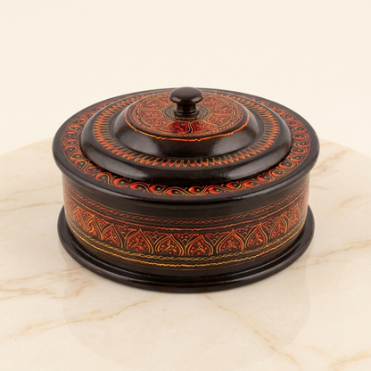 Hotpot | Traditional Black, Red & Gold Art Design with Steel Bowl