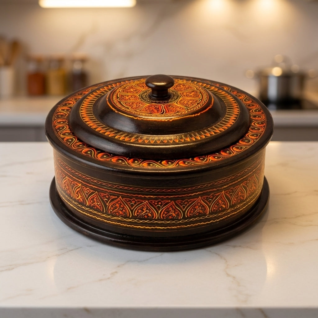 Hotpot | Traditional Black, Red & Gold Art Design with Steel Bowl