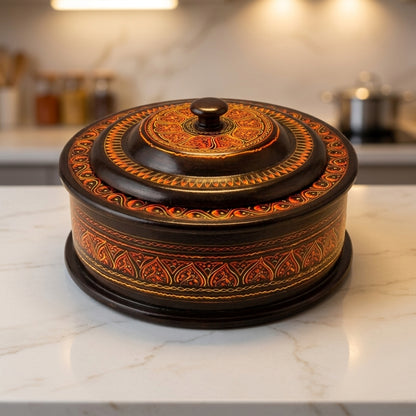 Hotpot | Traditional Black, Red & Gold Art Design with Steel Bowl