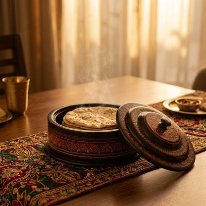 Hotpot | Traditional Black, Red & Gold Art Design with Steel Bowl