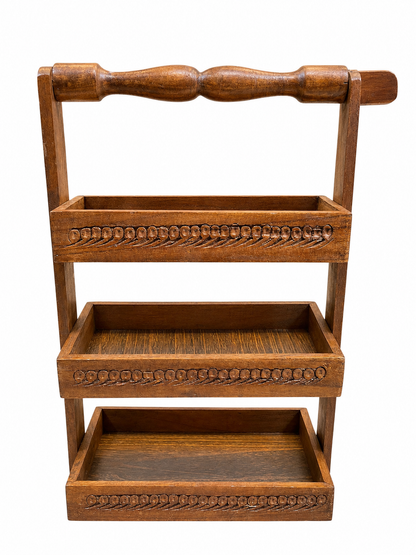 Spoon Stand 3-Tier  | Hand-Carved Kitchen Utensil Holder