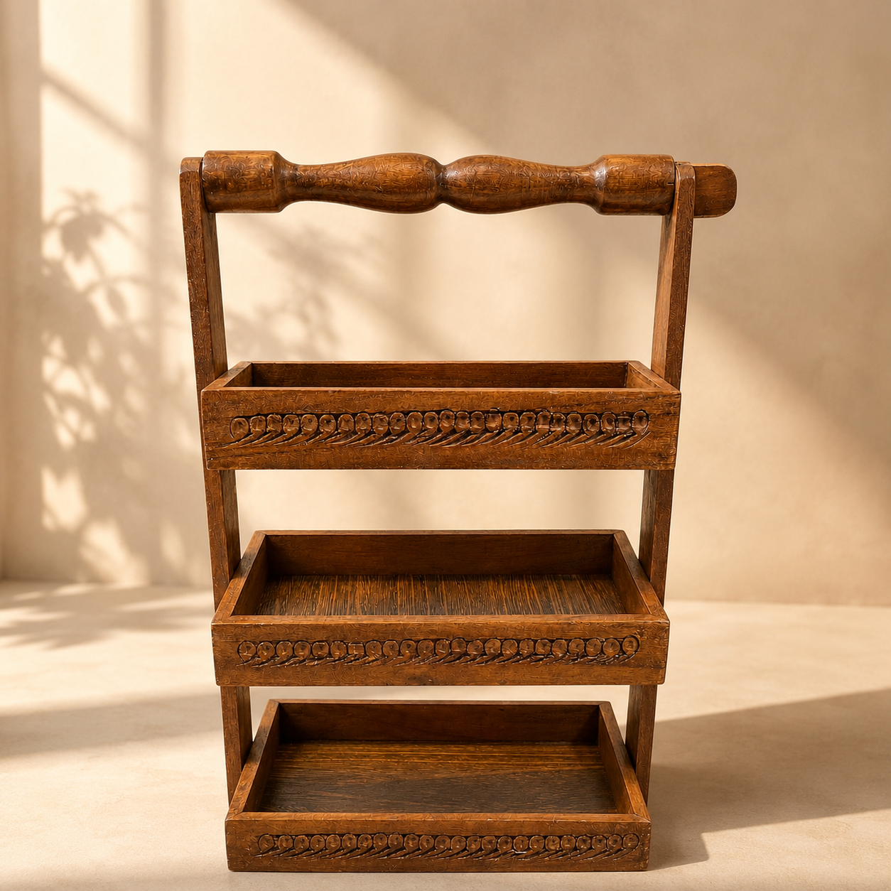 Spoon Stand 3-Tier  | Hand-Carved Kitchen Utensil Holder