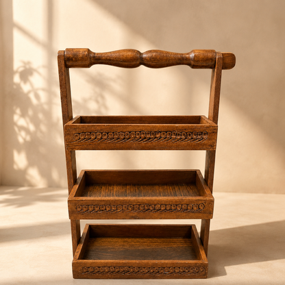 Spoon Stand 3-Tier  | Hand-Carved Kitchen Utensil Holder
